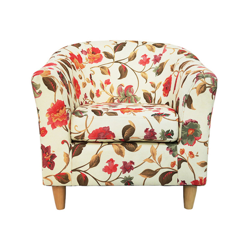 Children's armchair with armrests, comfortable mini-armchair covered with patterned cotton fabric