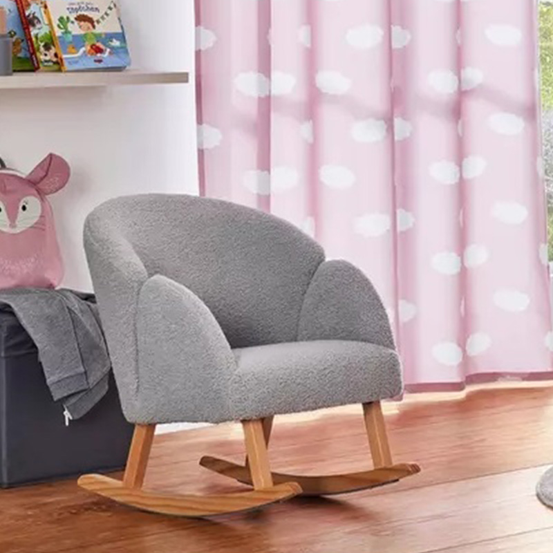 Children's rocking armchair with armrests, comfortable children's touch with boucle fabric