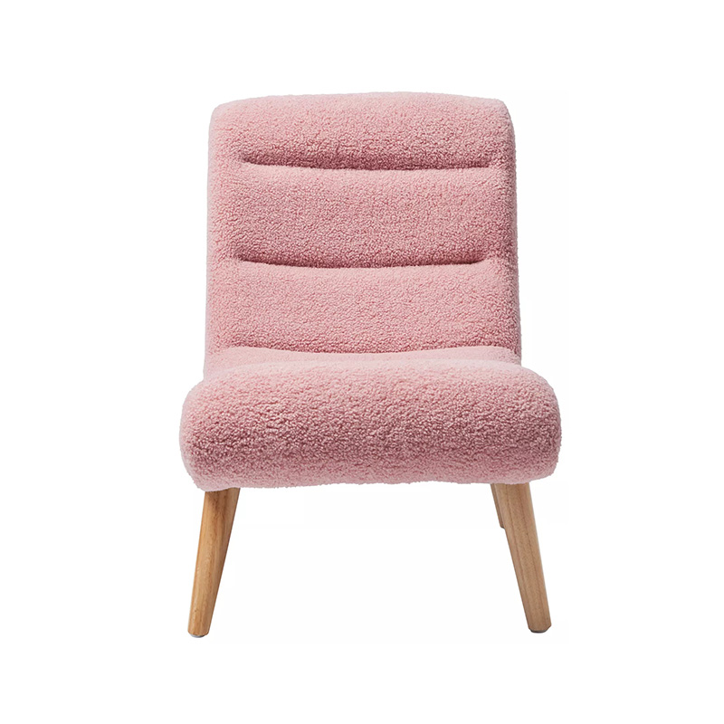 Children's louge chair, comfortable chair with sturdy wooden feet and soft boucle fabric