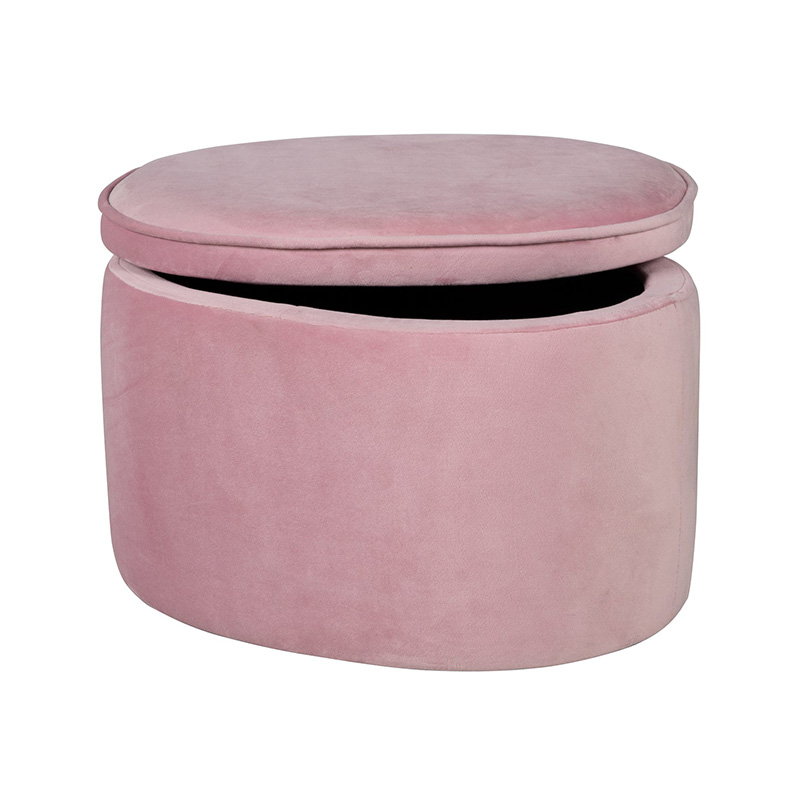 Children's stool with storage function, oval, comfortable, with velvet fabric