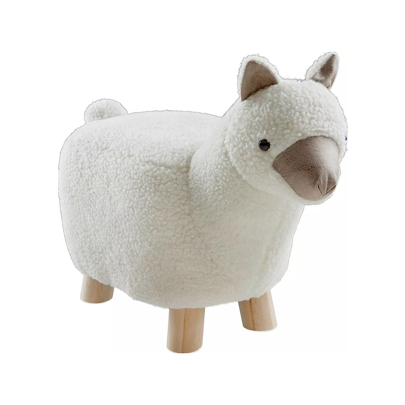 Children's animal shape ottoman with sturdy wooden feet and soft fabric