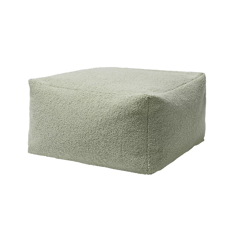 Soft square pouf with soft filling and boucle fabric