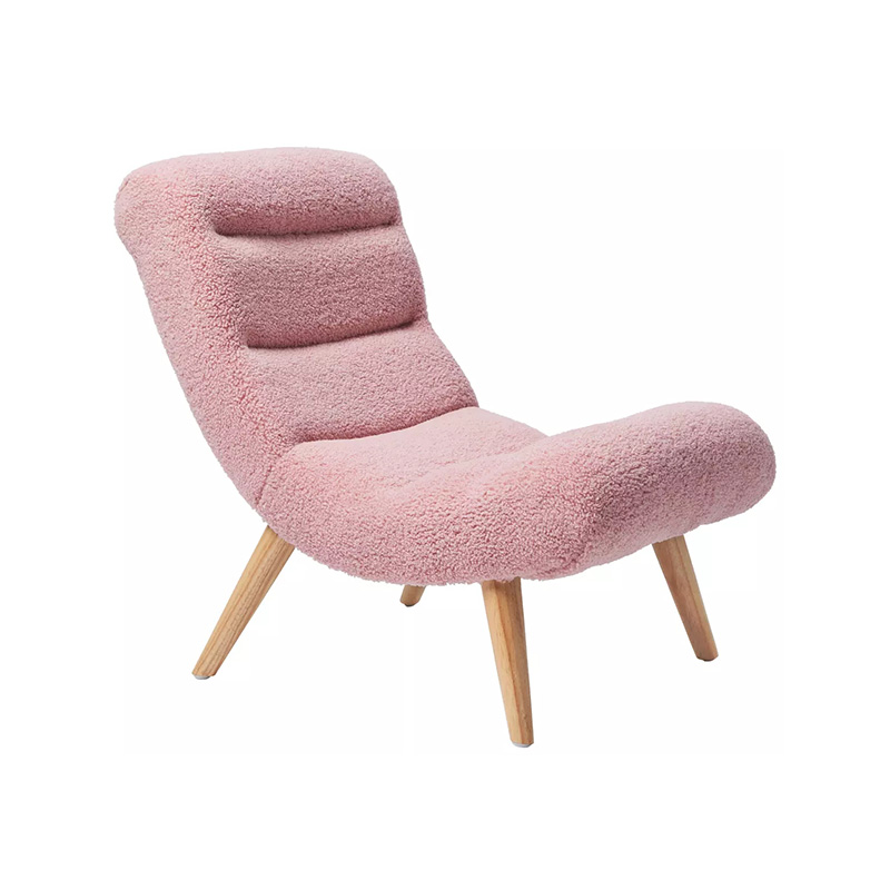 Children's louge chair, comfortable chair with sturdy wooden feet and soft boucle fabric