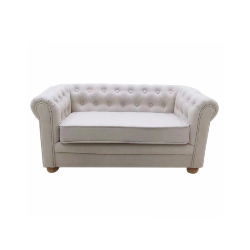 Children's love seat sofa with armrests and buttons, covered with soft cotton fabric