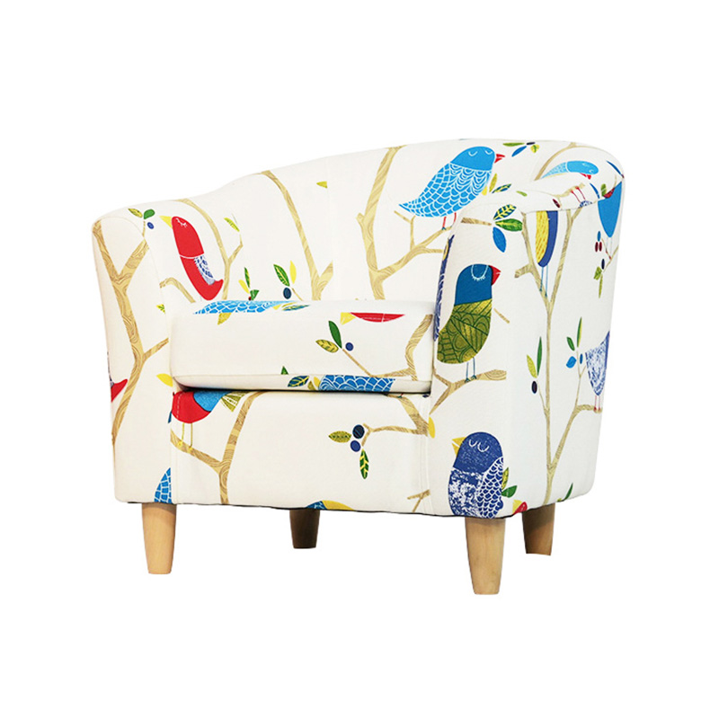 Children's armchair with armrests, comfortable mini-armchair covered with patterned cotton fabric