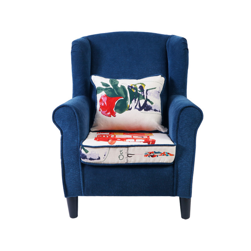 Children's high-back armchair with armrests and one pillow, comfortable comfortable children's couch with soft fabric