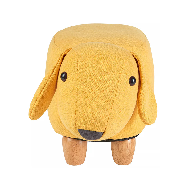 Children's animal shape ottoman with sturdy wooden feet and soft fabric