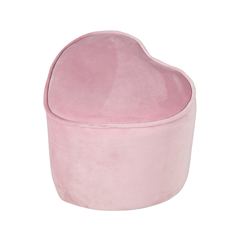 Heart-shaped children's stool, comfortable stool covered with velvet, pouf