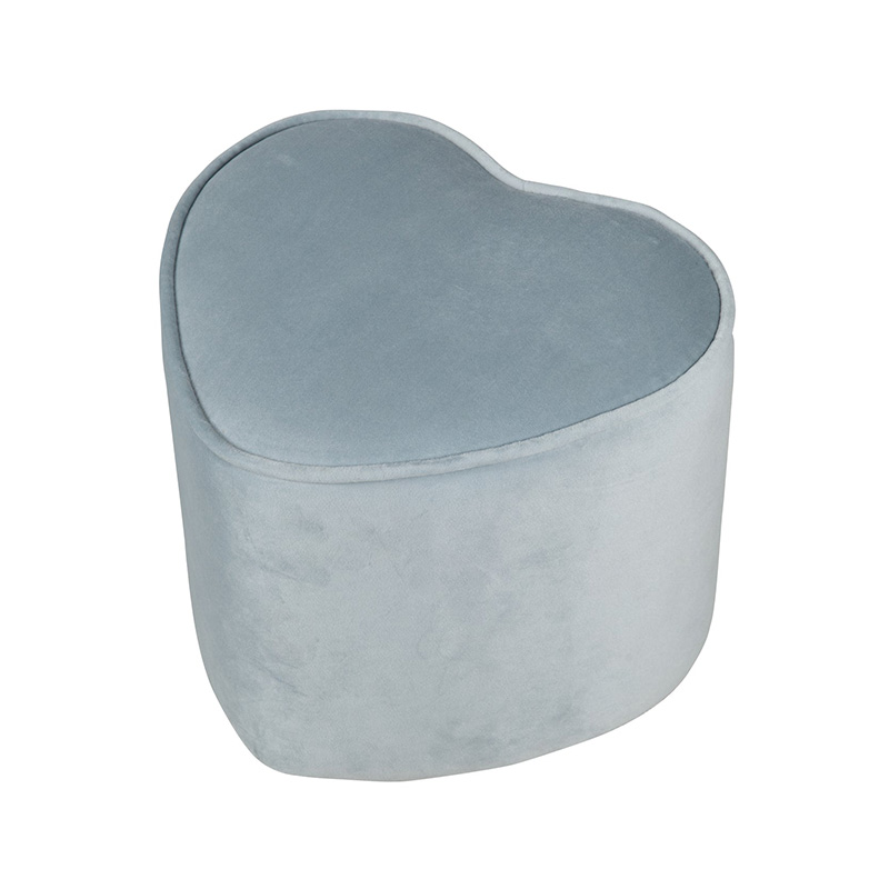 Heart-shaped children's stool, comfortable stool covered with velvet, pouf