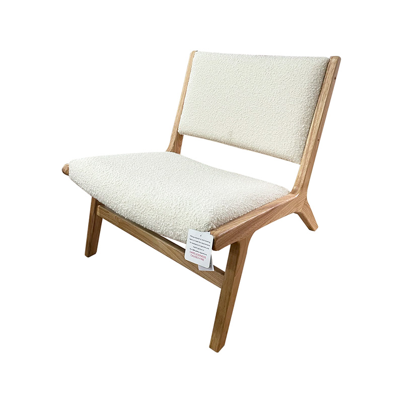 Boucle Upholstery Chair With Wood Frame