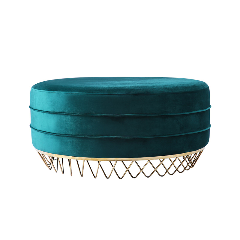 Round ottoman with metal base