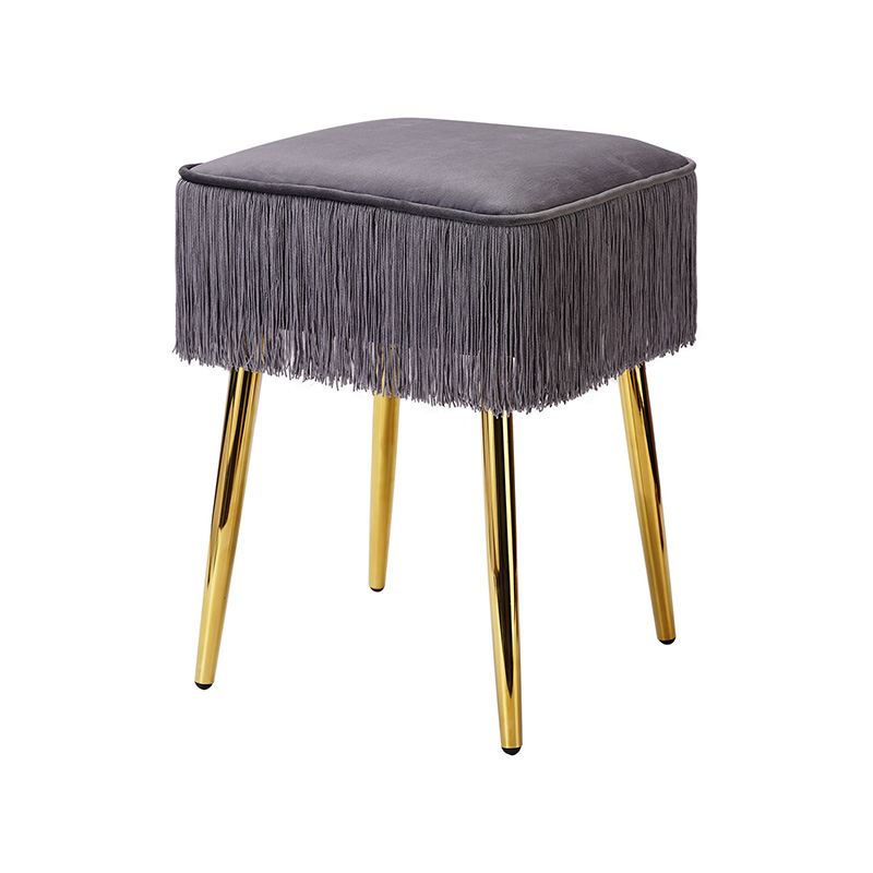 Square stool with tassels