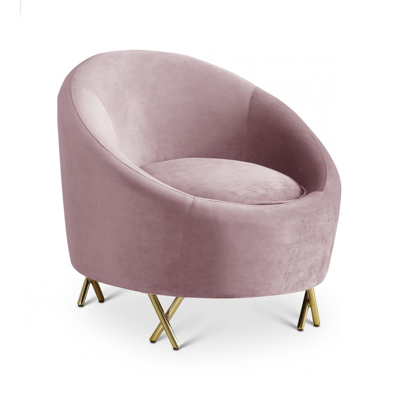 Round velvet chair with metal legs