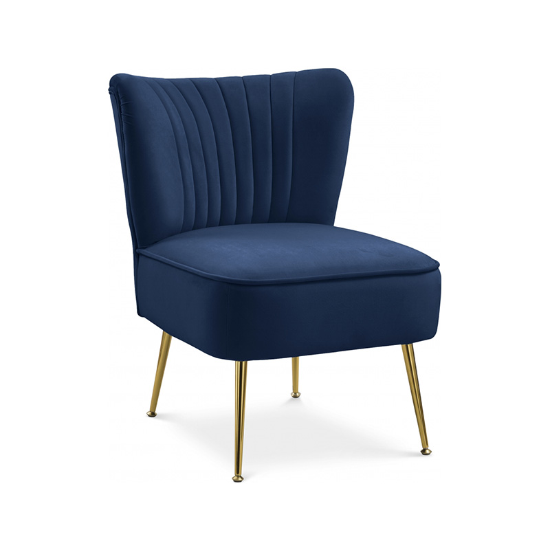 Velvet accent chair with metal legs