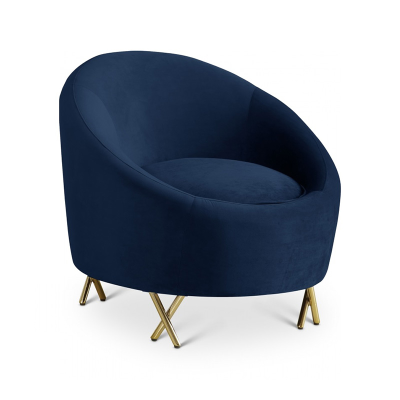 Round velvet chair with metal legs