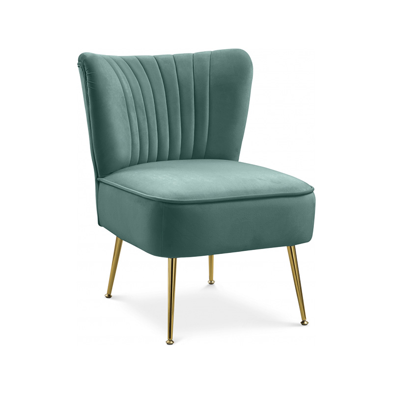 Velvet accent chair with metal legs