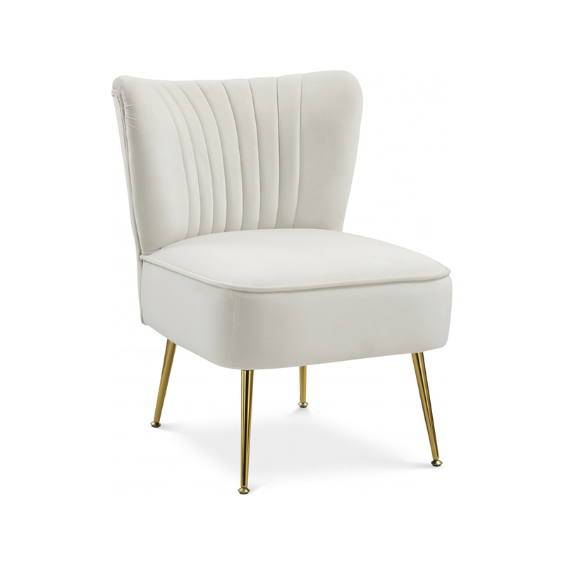 Velvet accent chair with metal legs