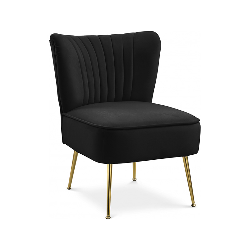 Velvet accent chair with metal legs