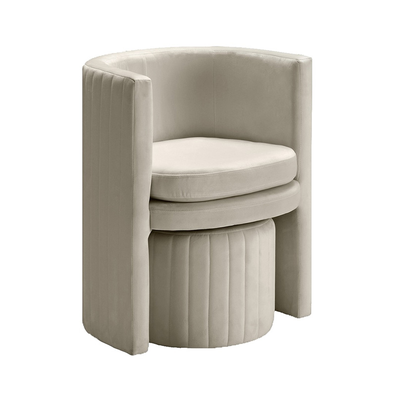 Velvet accent chair and stool set